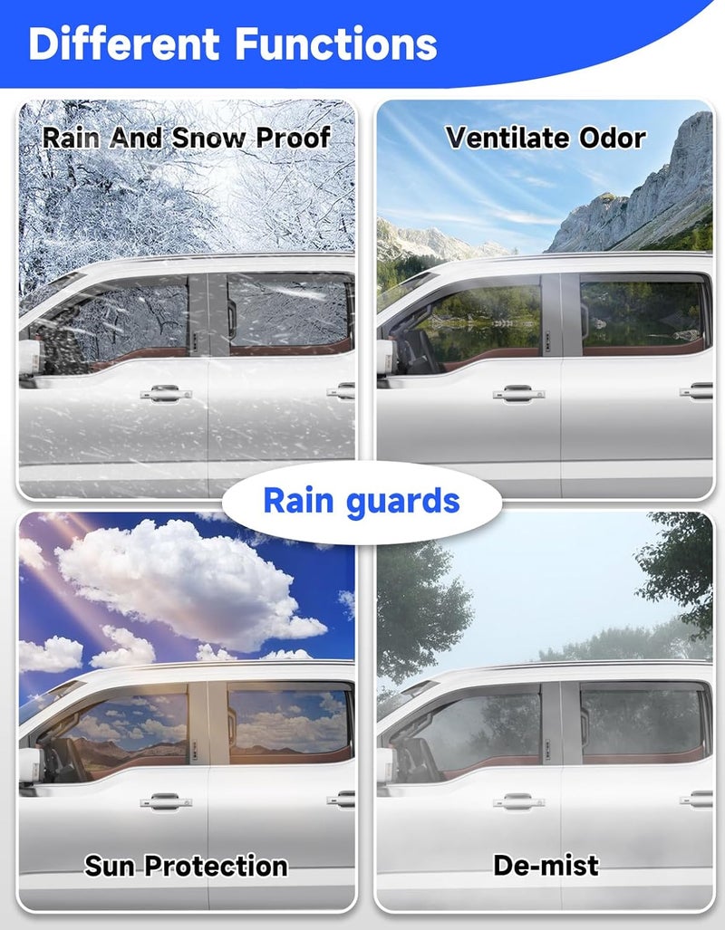 Breejoy in-Channel Extra Durable Rain Guards Fit for Ford F150 2021 2022 2023 2024 2025 2026 SuperCrew Truck, Window Rain Guards Visors Vent Visors Window Deflector Vent Shades Car Accessories -4 pcs - Image 4